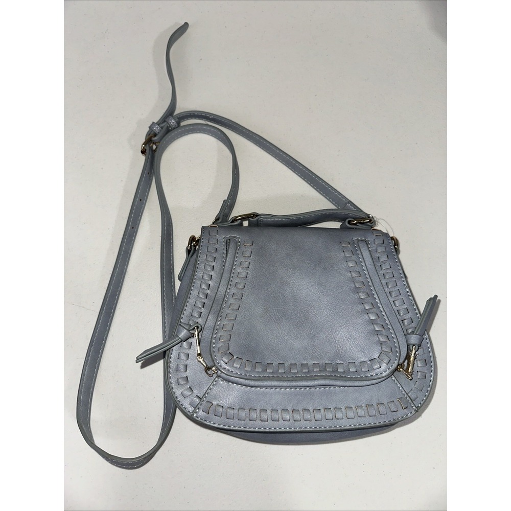 ANTIK KRAFT Womens Light Blue Crossbody Faux Leather Purse